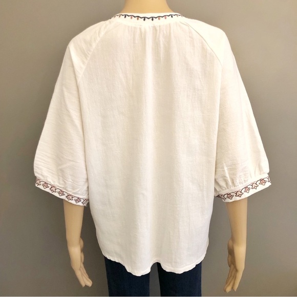 Vintage Minimalist White Oversized Relaxed Fit 3/4 sleeves blouse shirt. Large. - Picture 4 of 13